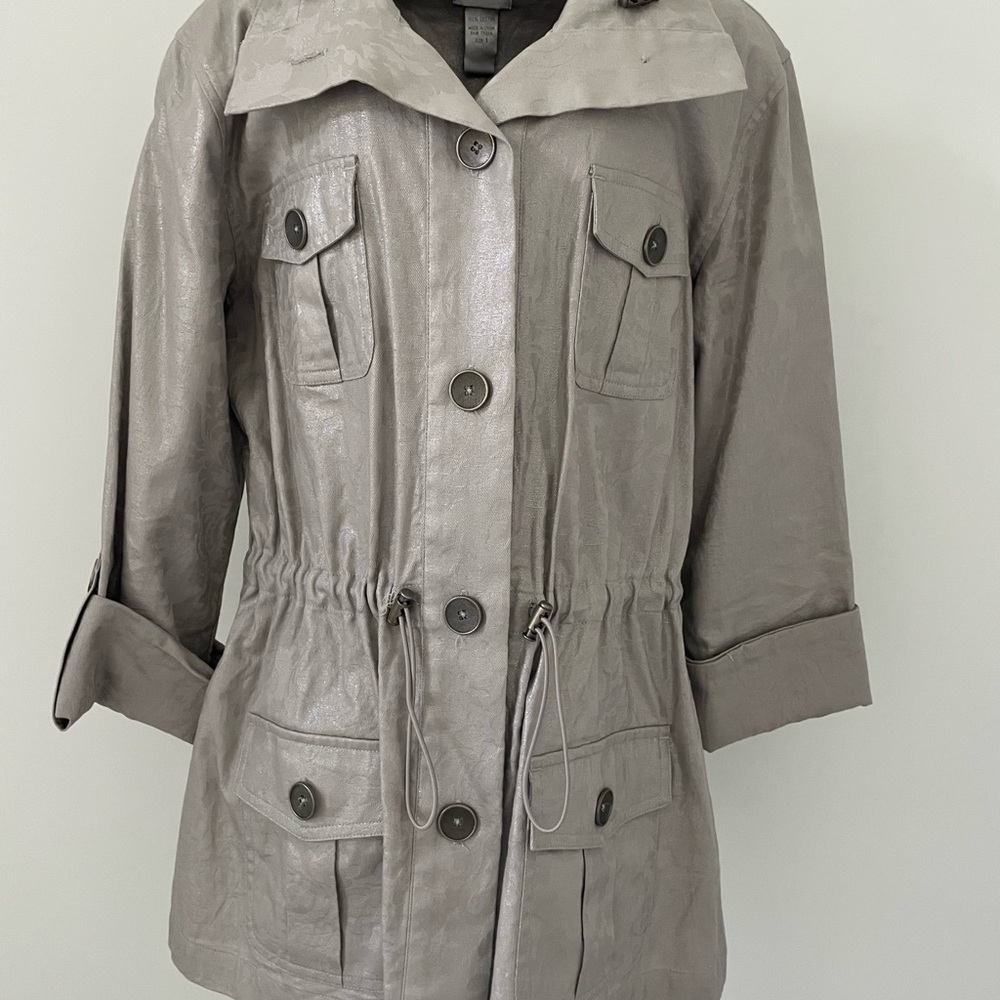 Chico's Metallic Gray Utility Jacket